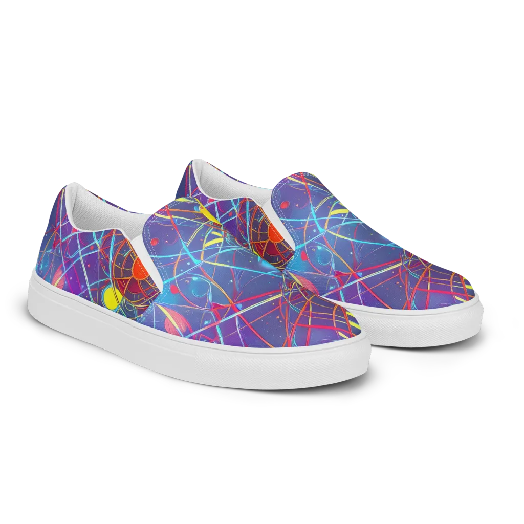 Quantum Lattice on Men's Slip-On Canvas Shoes — Right Front