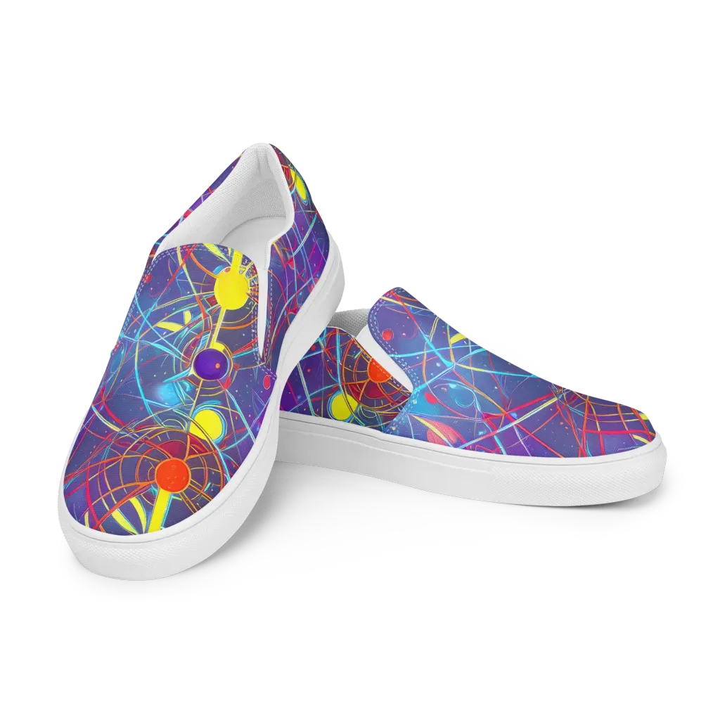 Quantum Lattice on Men's Slip-On Canvas Shoes — Left Front