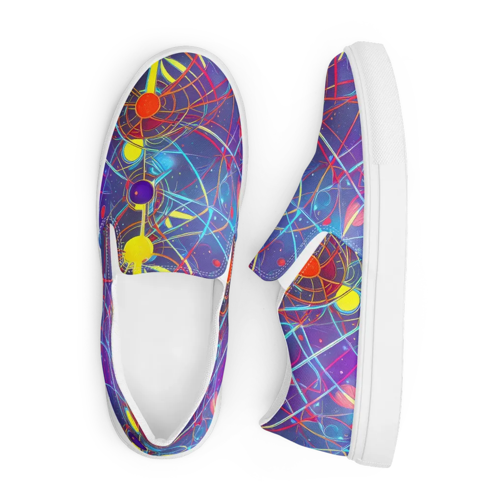 Quantum Lattice on Men's Slip-On Canvas Shoes — Front