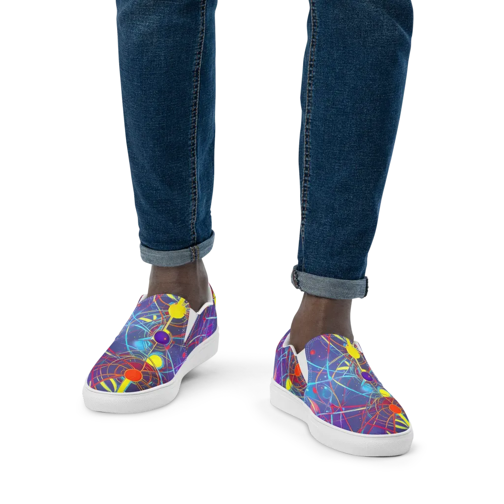 Quantum Lattice on Men's Slip-On Canvas Shoes — Front