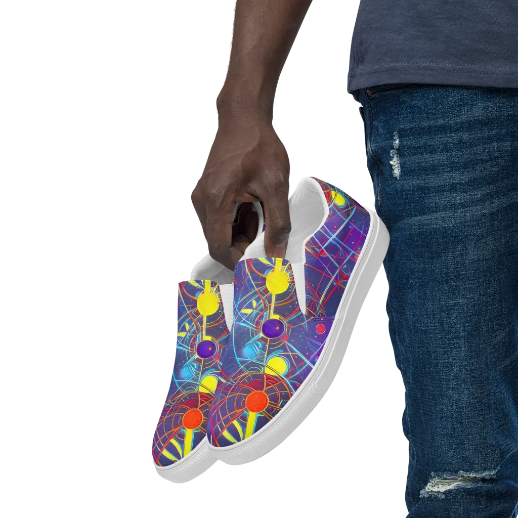 Quantum Lattice on Men's Slip-On Canvas Shoes — Left Front