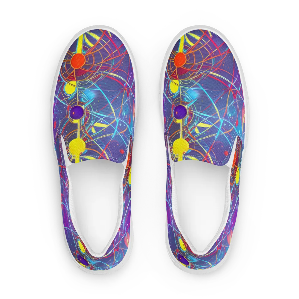 Quantum Lattice on Women's Slip-On Canvas Shoes — Front
