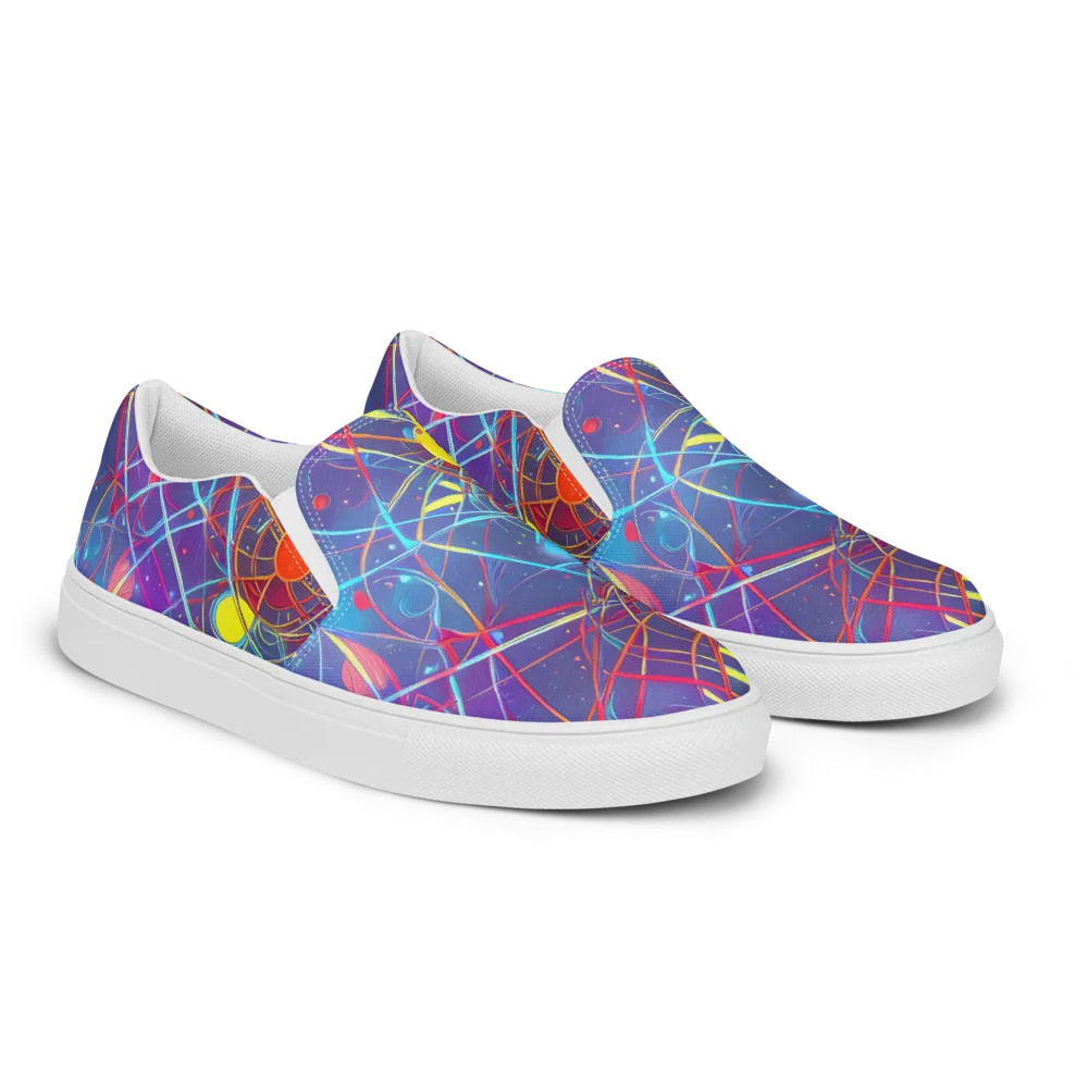 Quantum Lattice on Women's Slip-On Canvas Shoes — Right Front