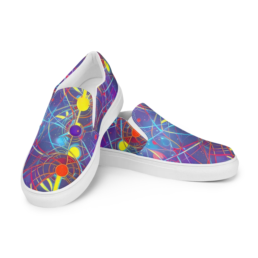 Quantum Lattice on Women's Slip-On Canvas Shoes — Left Front