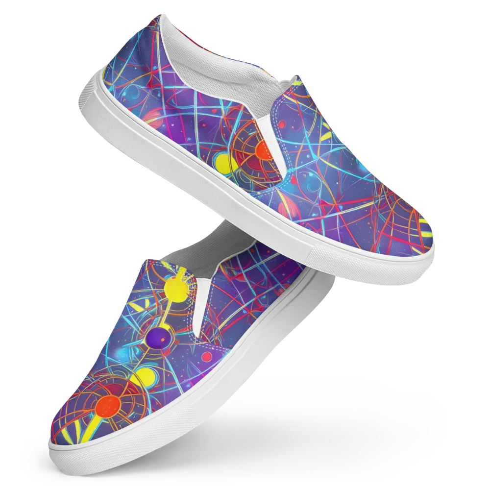 Quantum Lattice on Women's Slip-On Canvas Shoes — Front