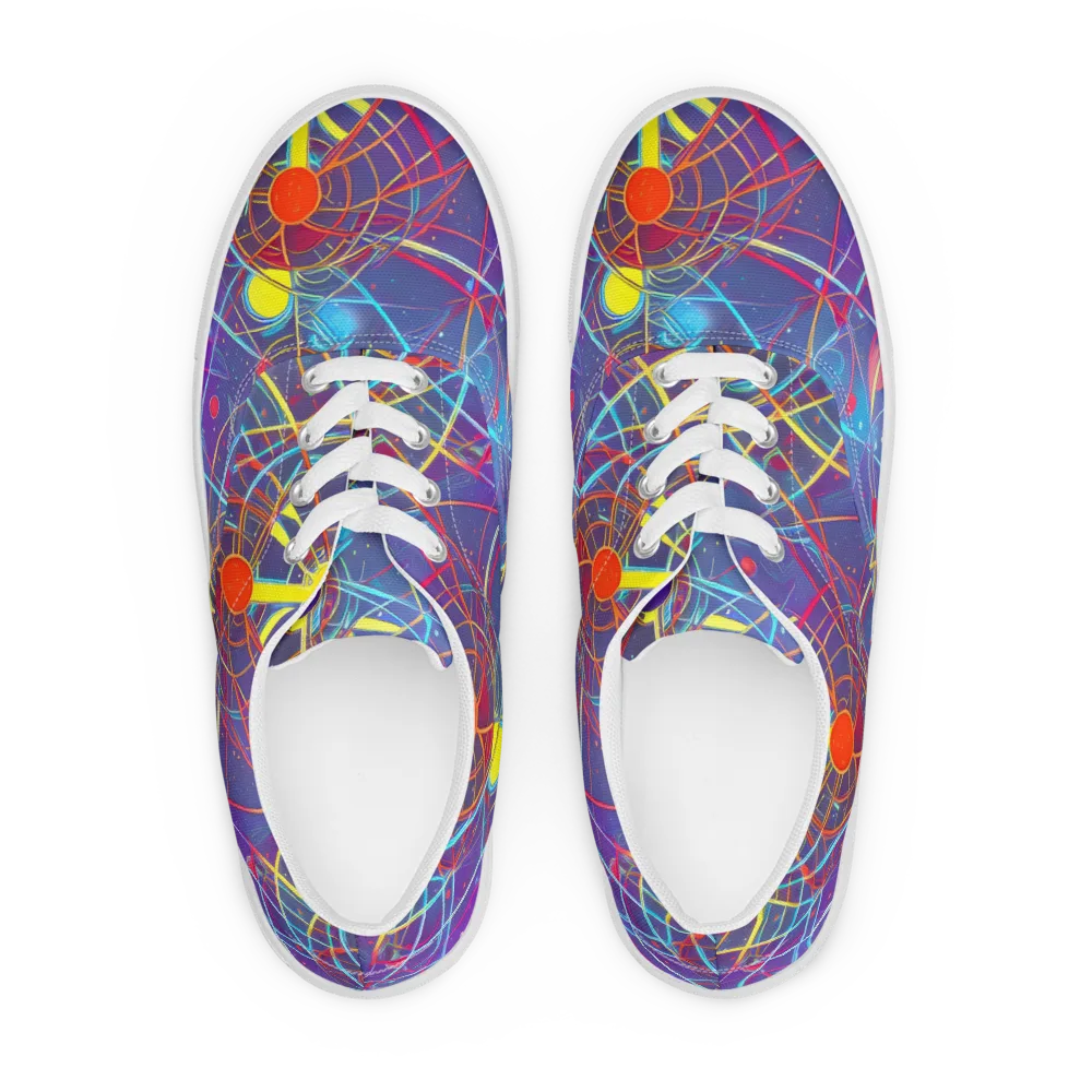 Quantum Lattice on Men's Lace-Up Canvas Shoes — Front