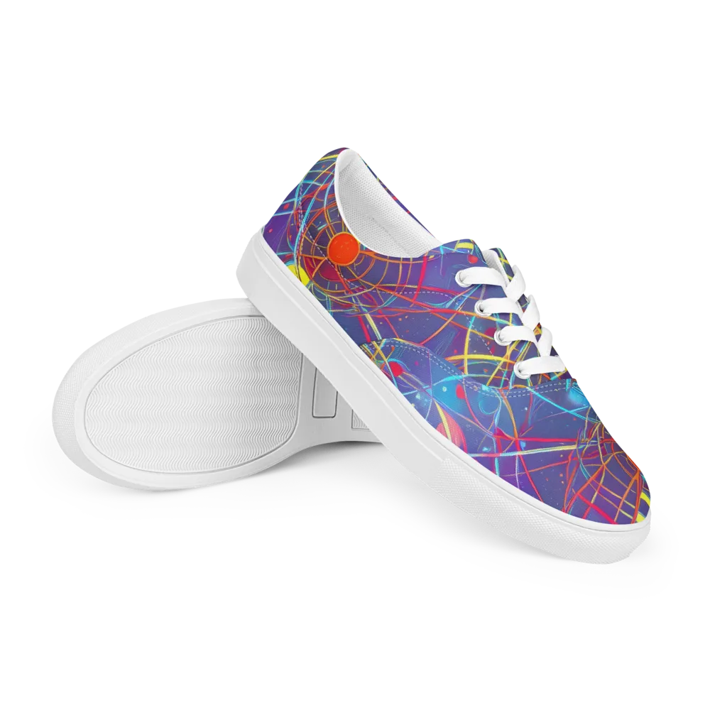 Quantum Lattice on Men's Lace-Up Canvas Shoes — Right Front