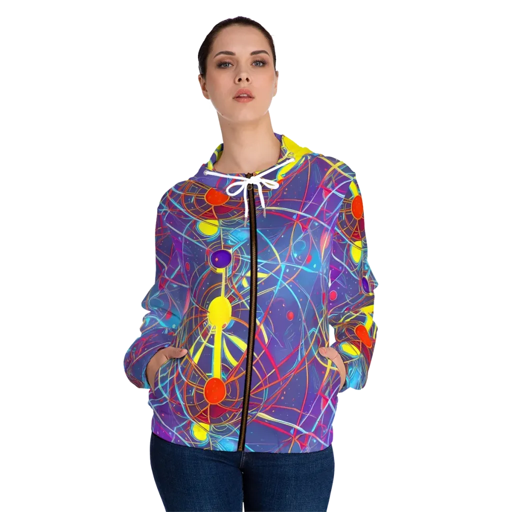 Quantum Lattice on Women's Full-Zip Hoodie — Front On Person