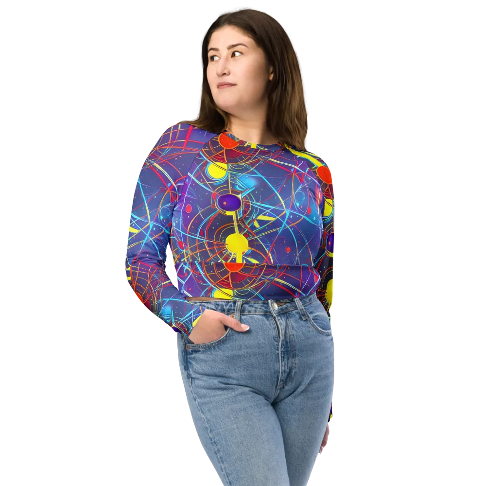 Quantum Lattice on Long Sleeve Crop Top — Front