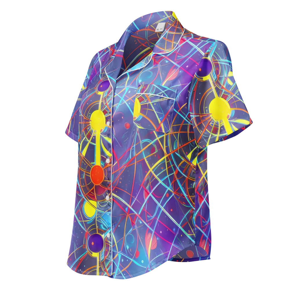 Quantum Lattice on Women's Short Sleeve Pajama Top — Left Front