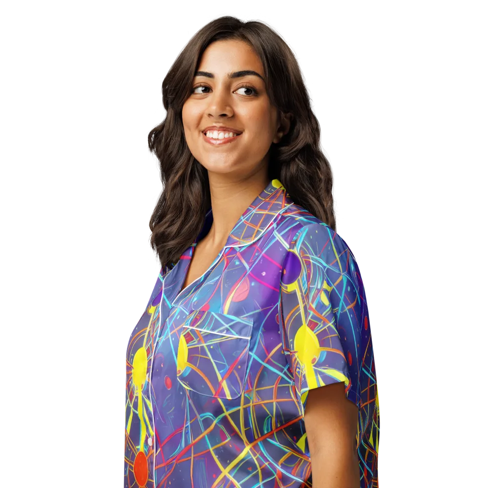 Quantum Lattice on Women's Short Sleeve Pajama Top — Left Front