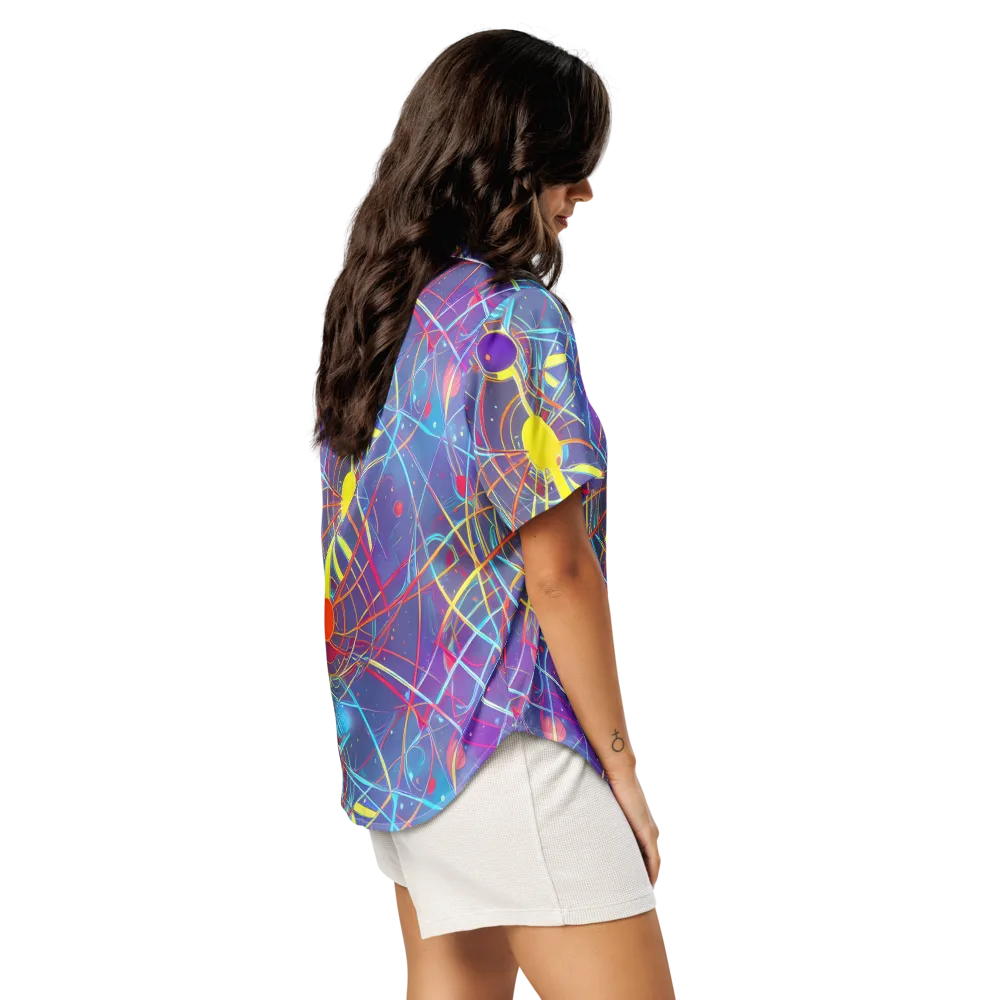 Quantum Lattice on Women's Short Sleeve Pajama Top — Right Back