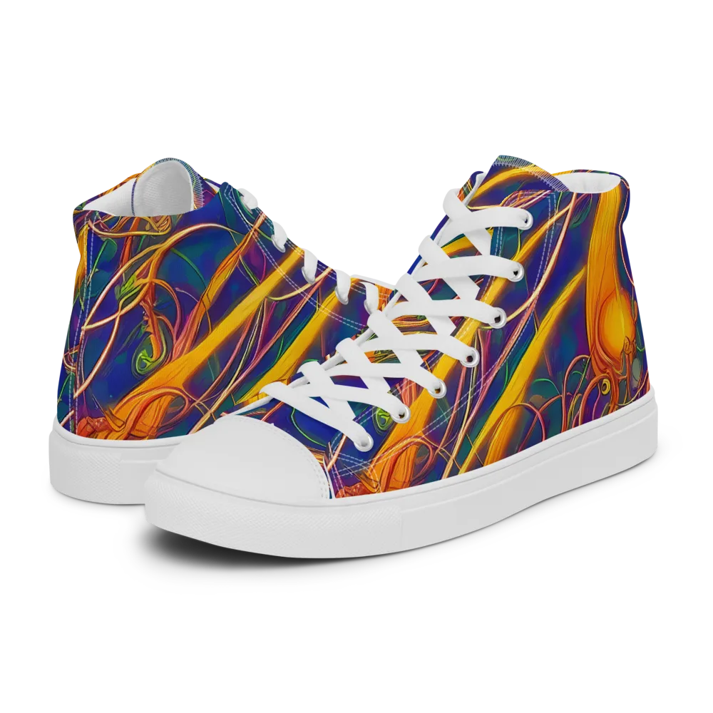 Luminous Whirl on Men's High Top Canvas Shoes — Left
