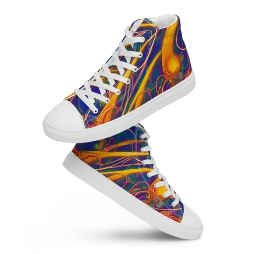 Luminous Whirl on a Men's High Top Canvas Shoes