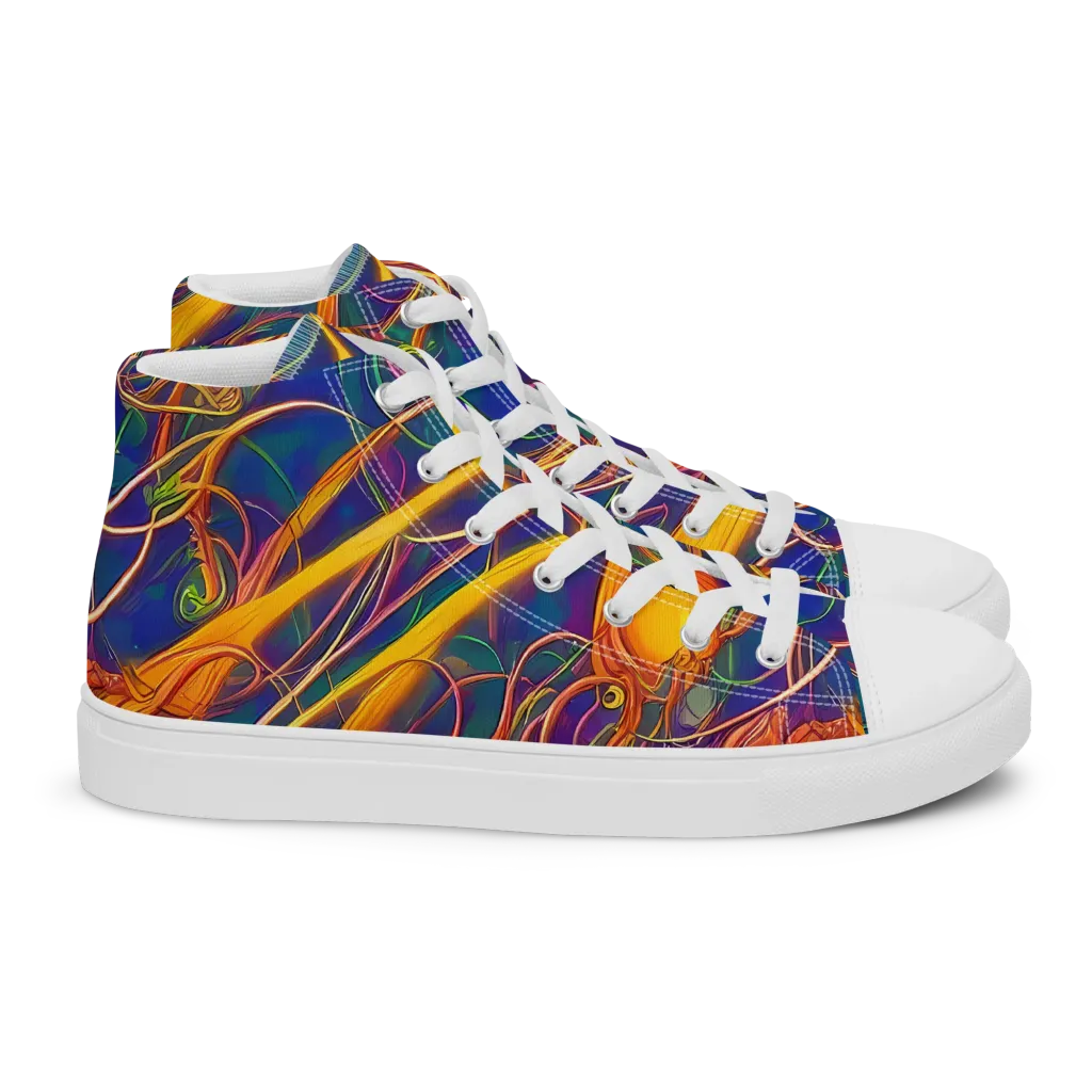 Luminous Whirl on Women's High Top Canvas Shoes — Right