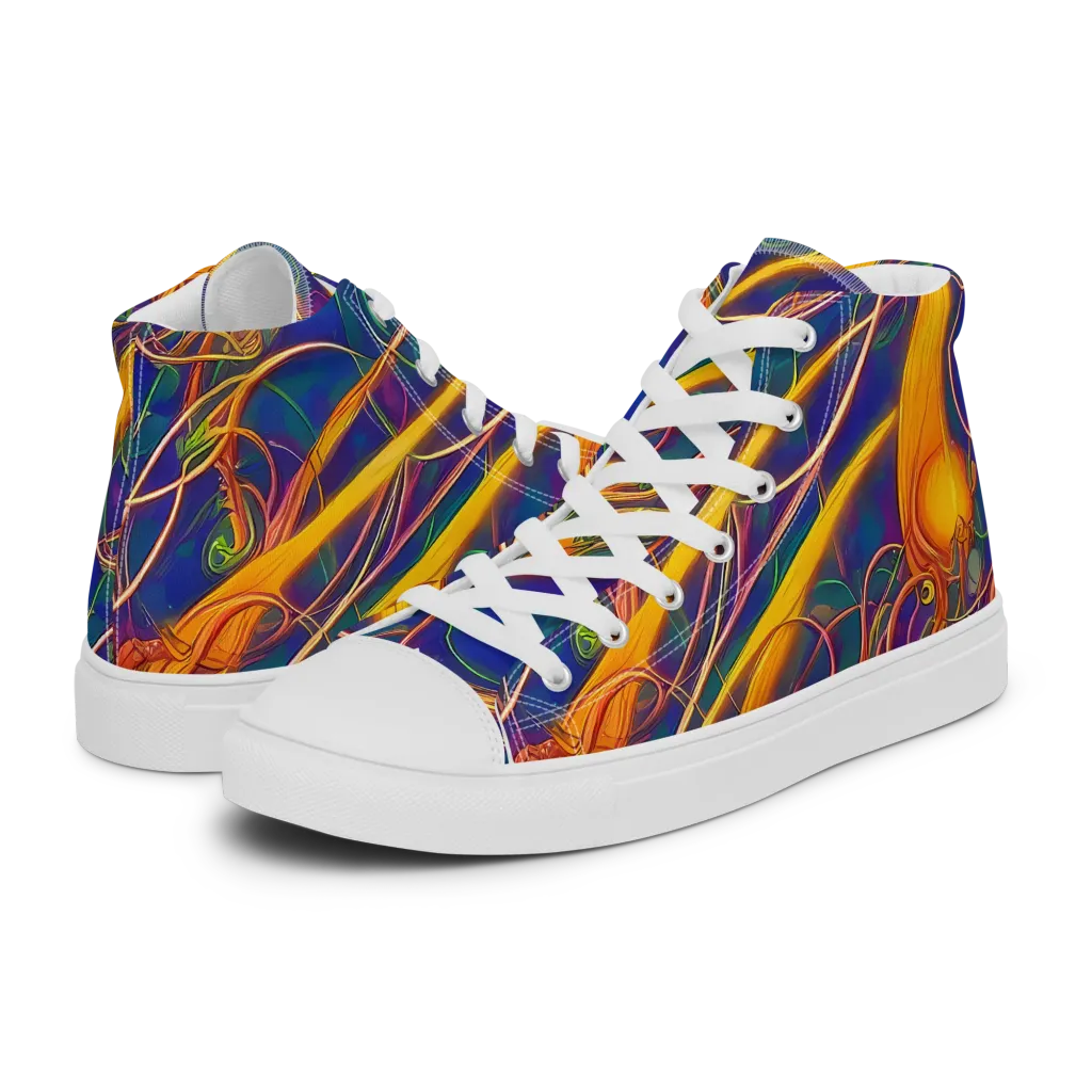Luminous Whirl on Women's High Top Canvas Shoes — Left