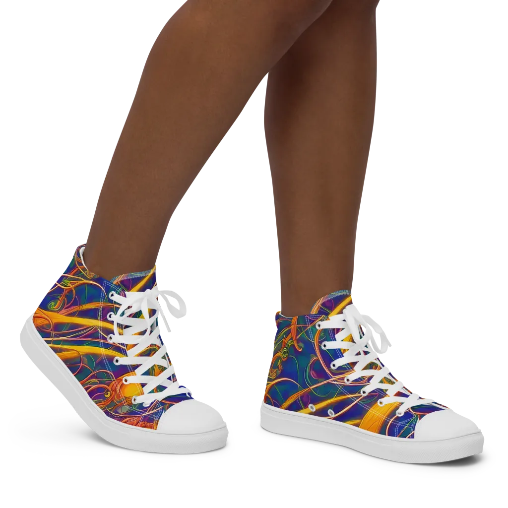 Luminous Whirl on Women's High Top Canvas Shoes — Right