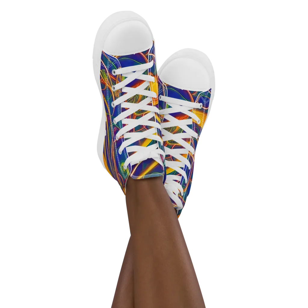 Luminous Whirl on Women's High Top Canvas Shoes — Front