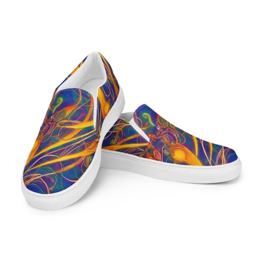 Luminous Whirl on a Men's Slip-On Canvas Shoes