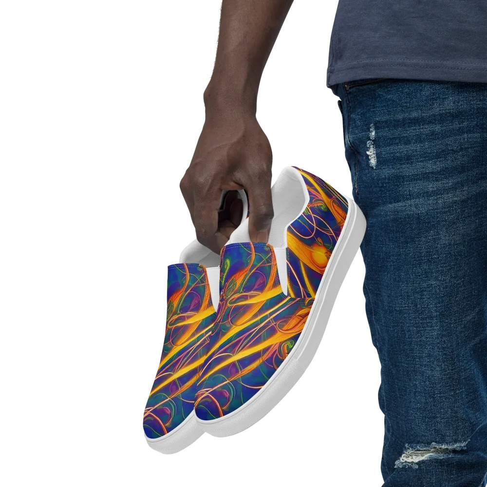 Luminous Whirl on Men's Slip-On Canvas Shoes — Left Front