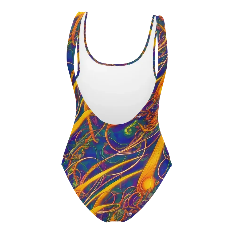 Luminous Whirl on One-Piece Swimsuit — Back