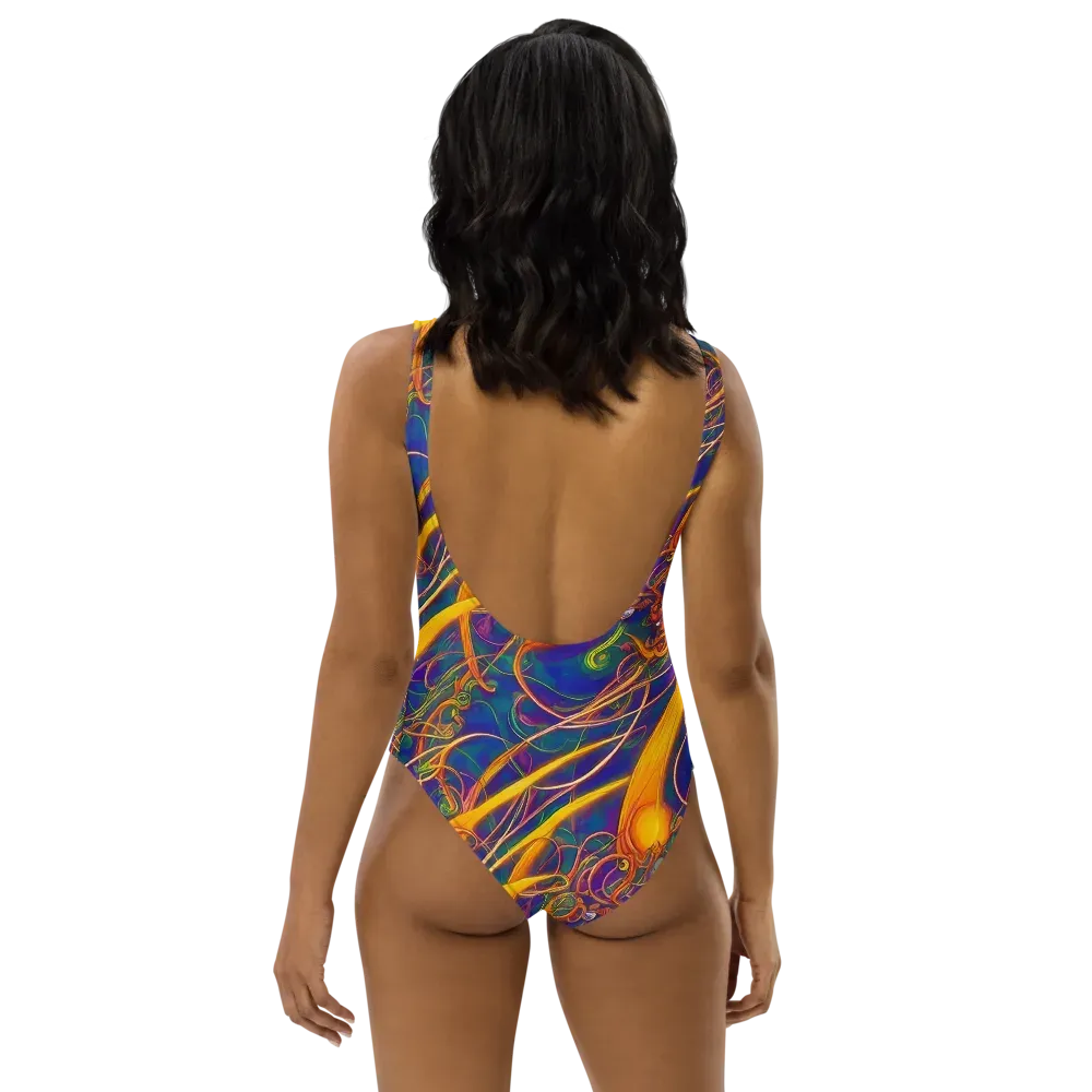 Luminous Whirl on One-Piece Swimsuit — Back