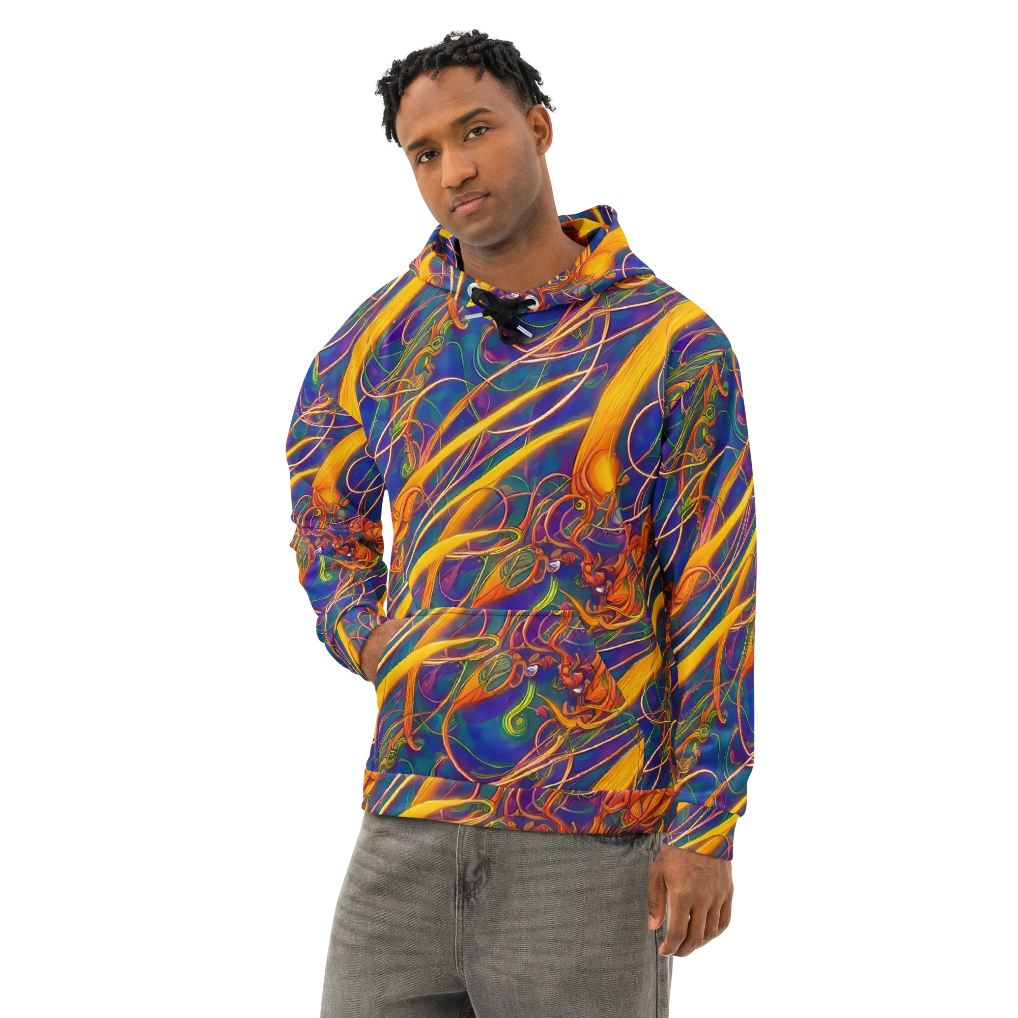 Luminous Whirl on Cotton Hoodie — Left Front