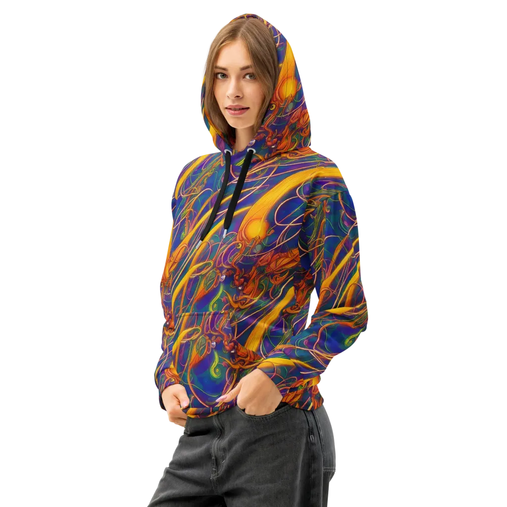 Luminous Whirl on Cotton Hoodie — Left Front