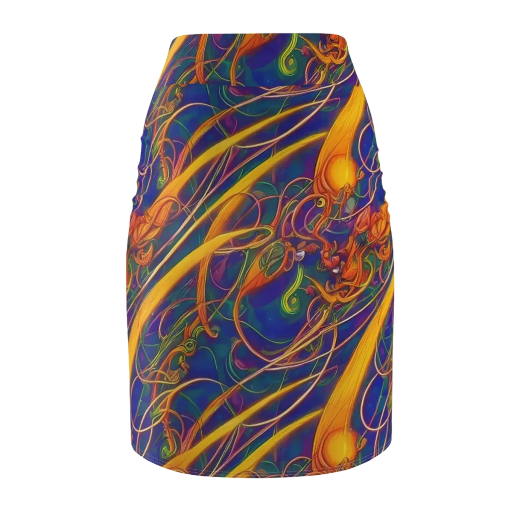 Luminous Whirl on Pencil Skirt — Back