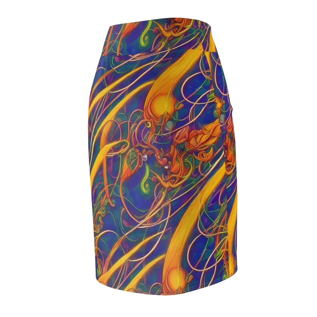 Luminous Whirl on Pencil Skirt — Back Side