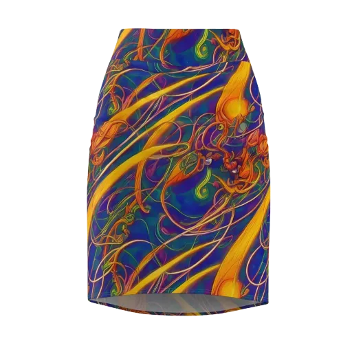 Luminous Whirl on a Pencil Skirt