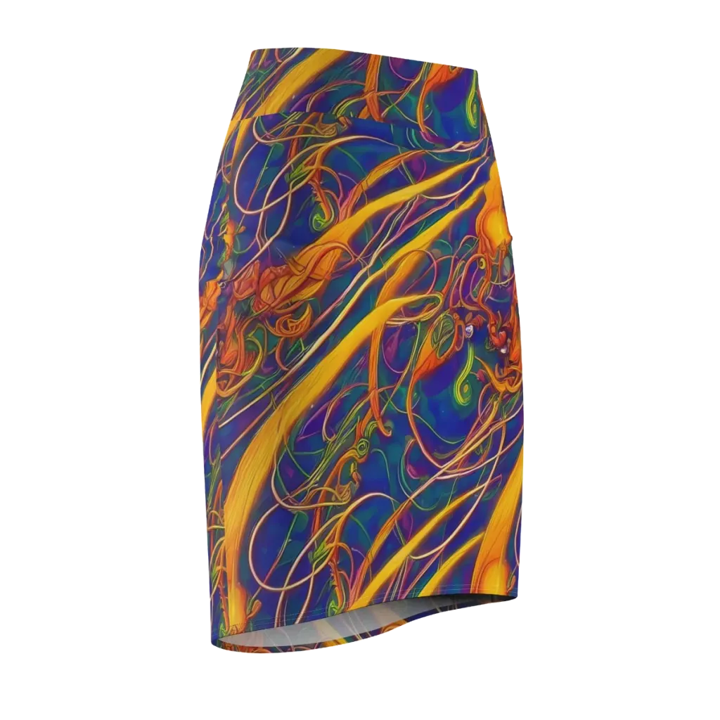 Luminous Whirl on Pencil Skirt — Front Side