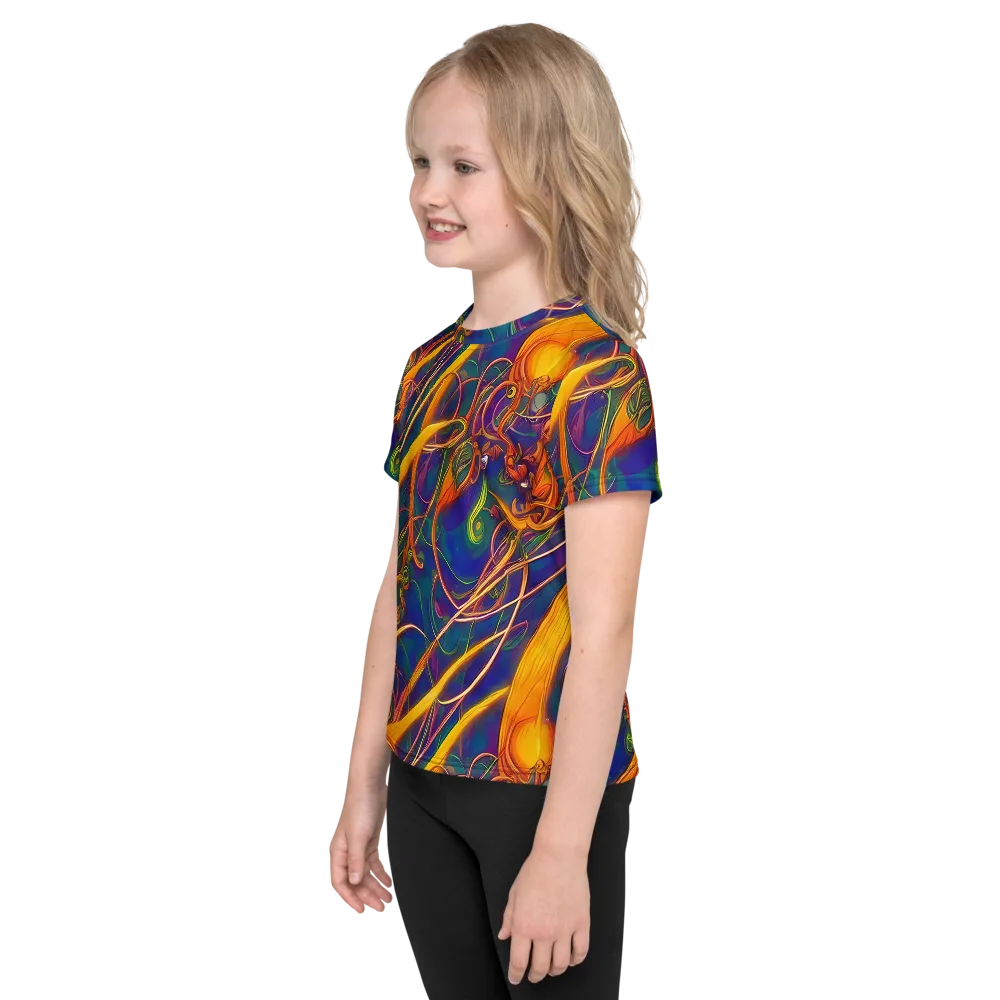 Luminous Whirl on Kids Crew Neck T-Shirt — Left