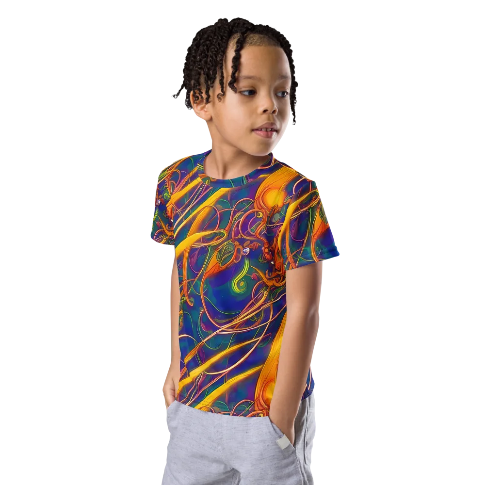 Luminous Whirl on Kids Crew Neck T-Shirt — Left Front