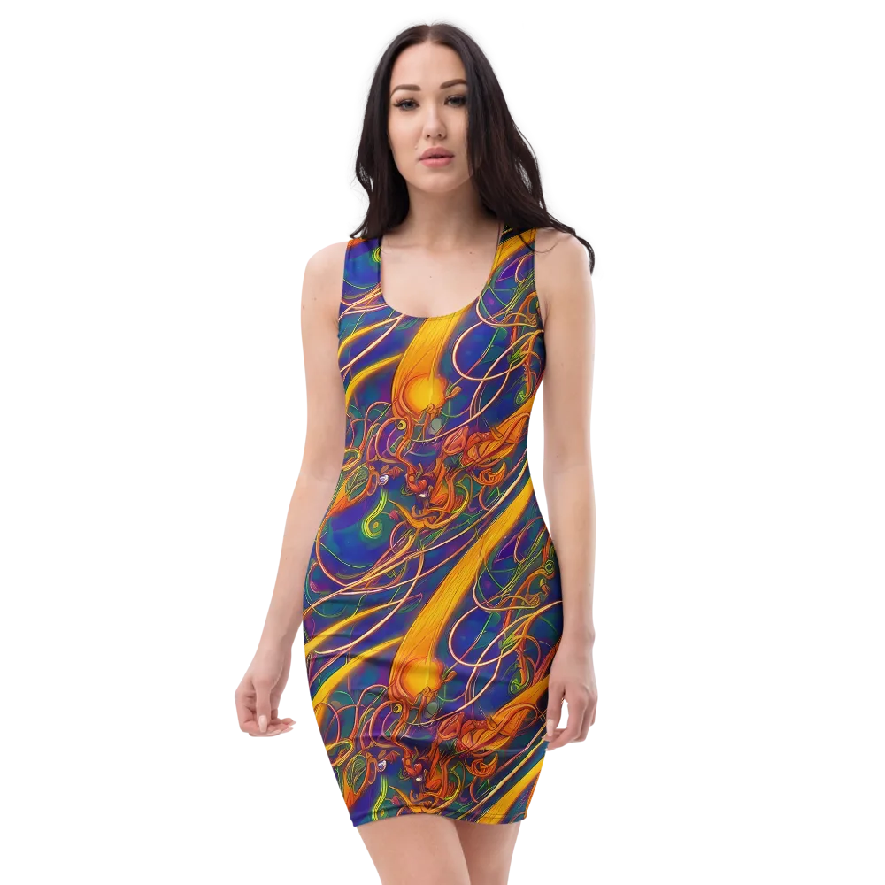 Luminous Whirl on Bodycon Dress — Front