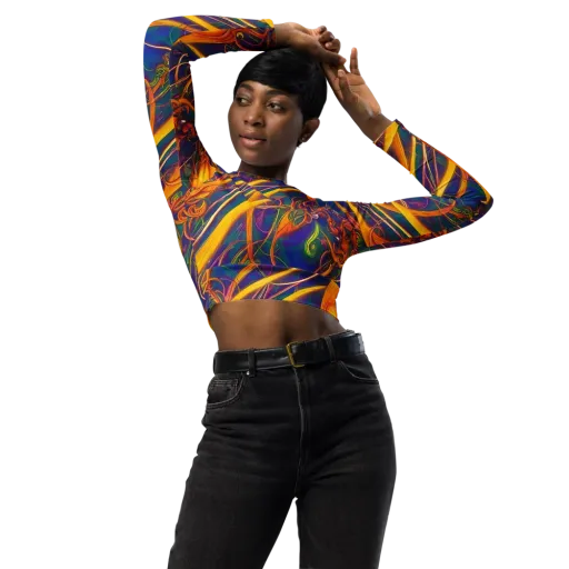 Luminous Whirl on a Long Sleeve Crop Top