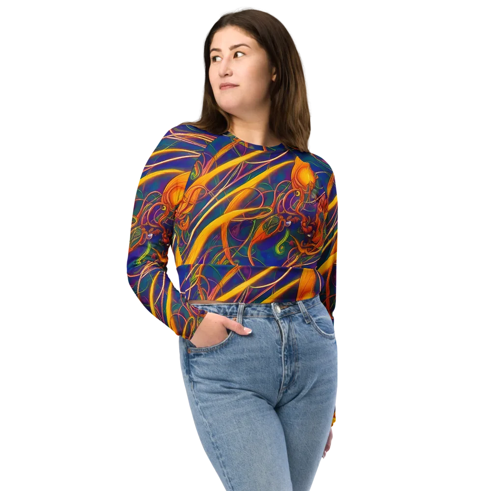 Luminous Whirl on Long Sleeve Crop Top — Front