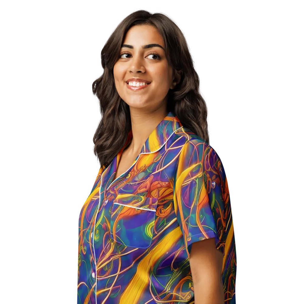 Luminous Whirl on Women's Short Sleeve Pajama Top — Left Front