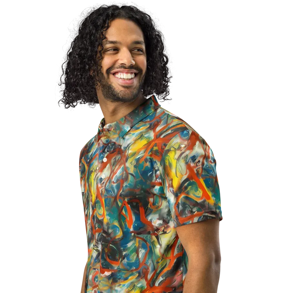 Chromatic Fusion on Men's Slim Fit Polo Shirt — Left Front