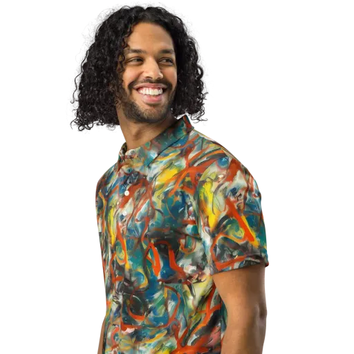 Chromatic Fusion on a Men's Slim Fit Polo Shirt