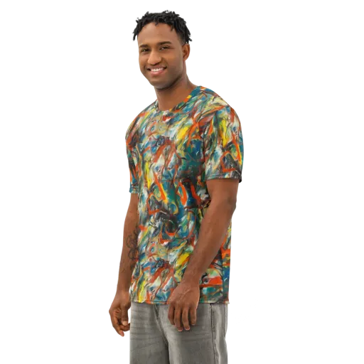 Chromatic Fusion on a Men's Cotton Crew Neck T-Shirt