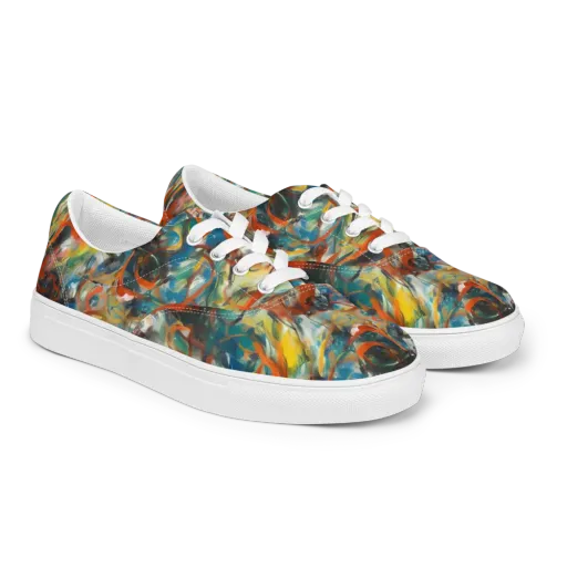 Chromatic Fusion on a Men's Lace-Up Canvas Shoes