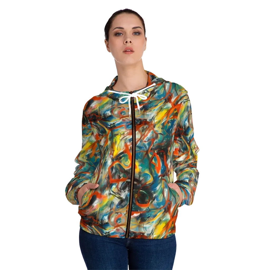 Chromatic Fusion on Women's Full-Zip Hoodie — Front On Person