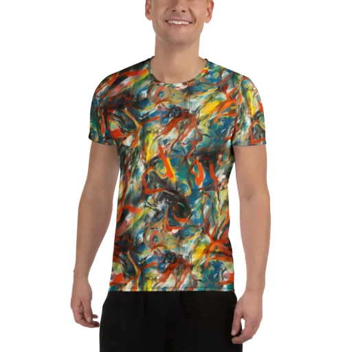 Chromatic Fusion on a Men's Athletic T-Shirt