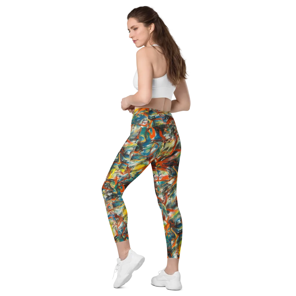 Chromatic Fusion on Leggings with Pockets — Left Back