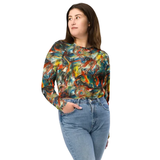 Chromatic Fusion on a Long Sleeve Crop Top