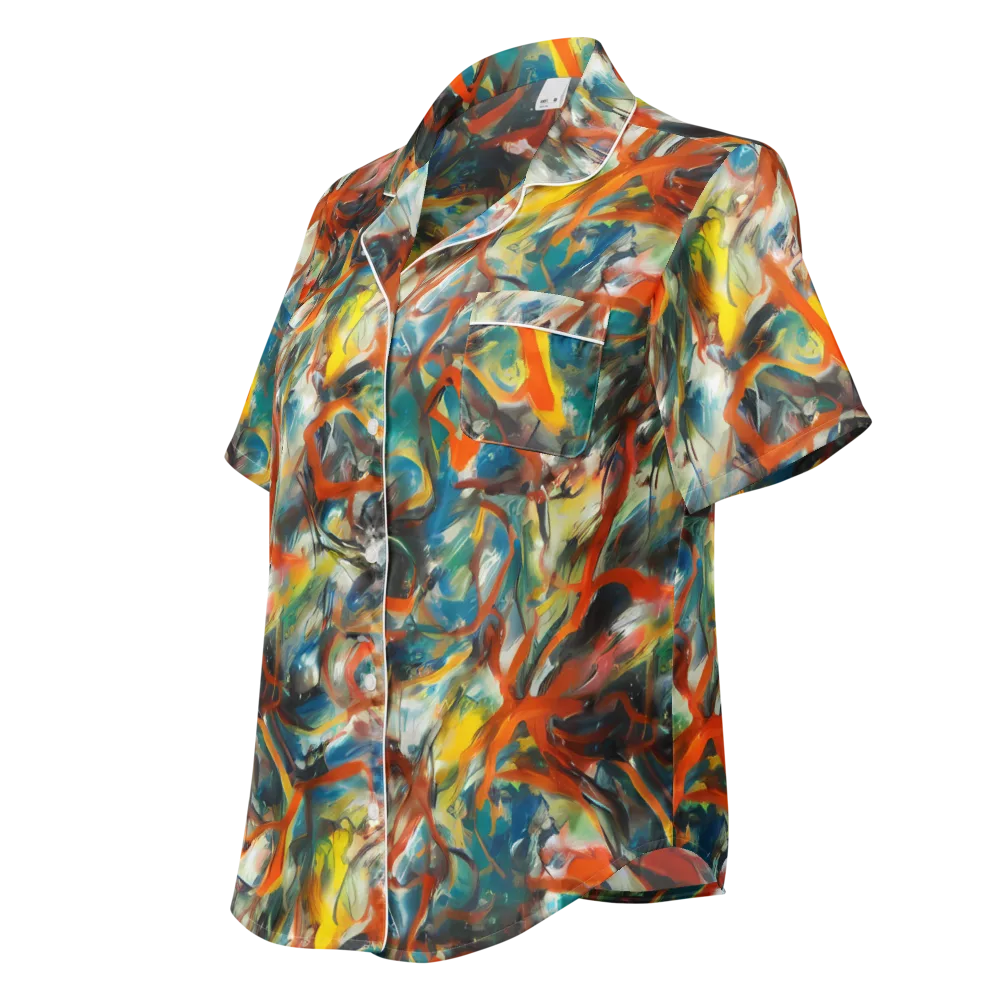 Chromatic Fusion on Women's Short Sleeve Pajama Top — Left Front