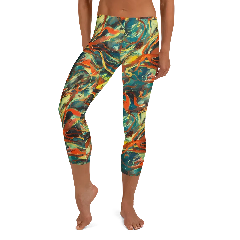 Chromatic Vortex on Capri Leggings — Front