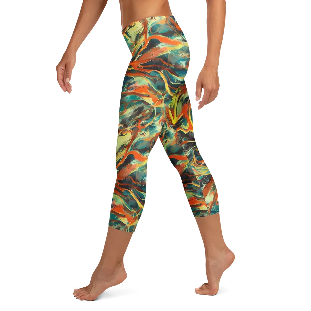 Chromatic Vortex on Capri Leggings — Left