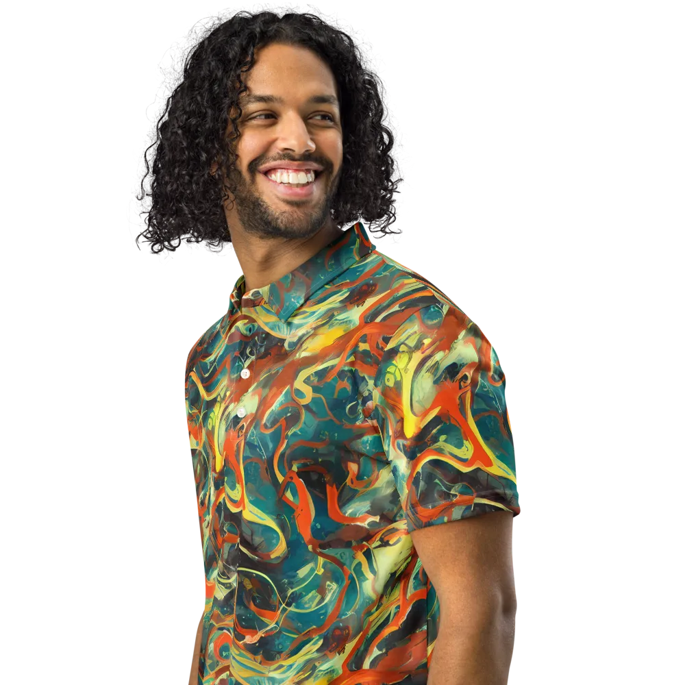 Chromatic Vortex on Men's Slim Fit Polo Shirt — Left Front